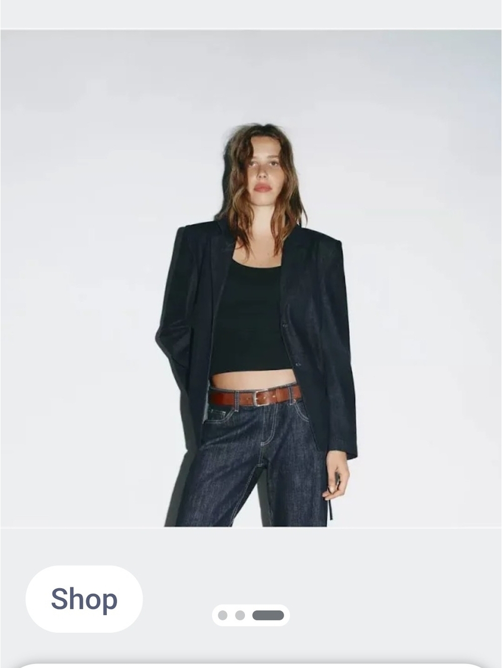 Zara Belted Denim Shirt Blazer Dark Indigo XL NWOT